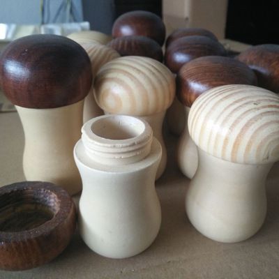 zakka杂货复古蘑菇棉签收纳桶 木质工艺品生产厂家直销 批发零售